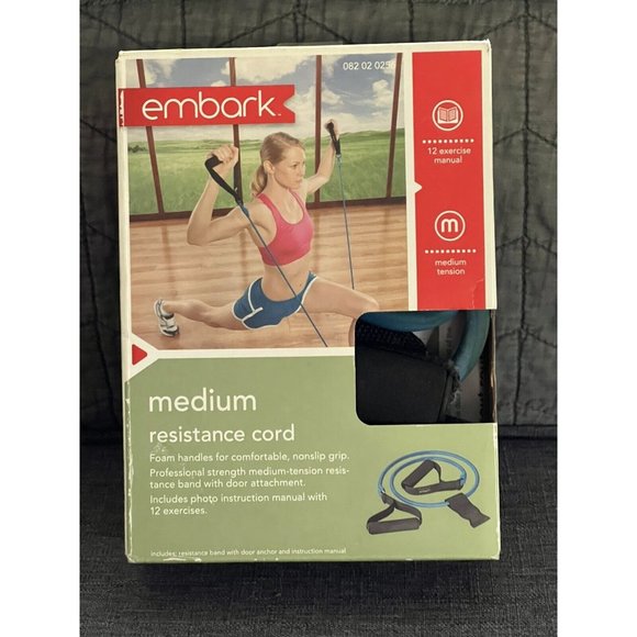 Embark Resistance Cord/Band Medium Tension w/Exercise Manual& Door Anchor - Picture 1 of 7